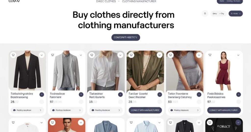 Buy Clothes Directly from Clothing Manufacturers with a close-up of fabric cutting and stitching process