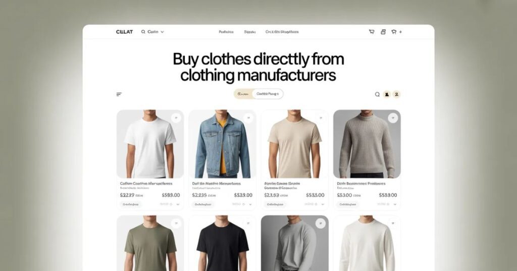 Buy Clothes Directly from Clothing Manufacturers displaying finished garments ready for bulk shipping
