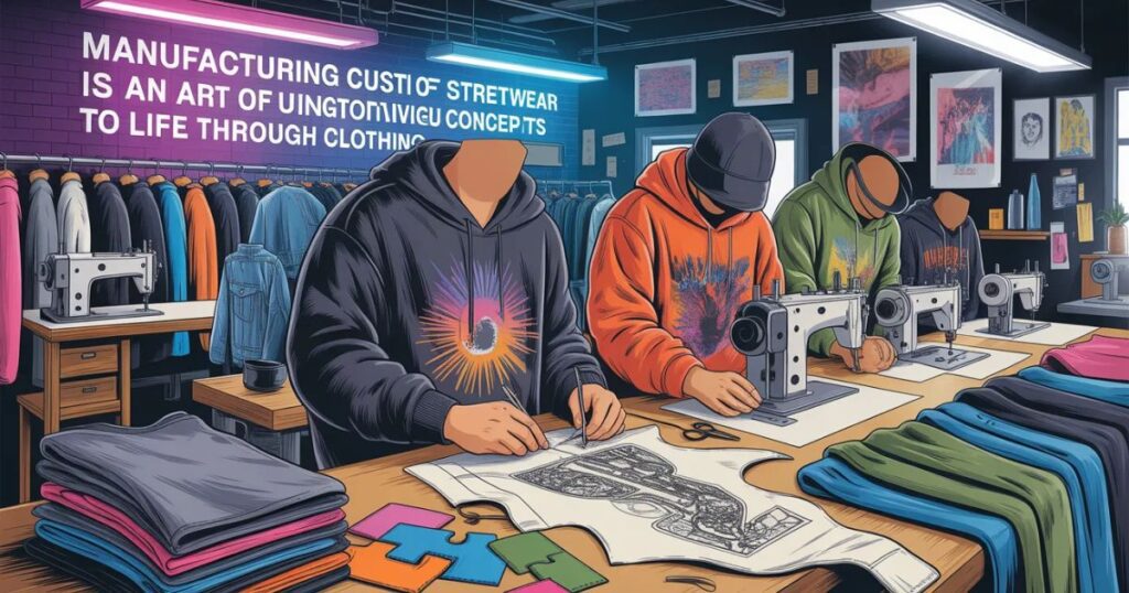 Manufacturing Custom of Streetwear is an Art printing and embroidery design process