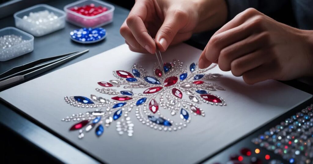 Custom Rhinestone Transfers logo design for streetwear t-shirts